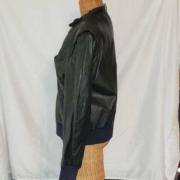 Vintage Men's FINGERHUT FASHIONS Black Leather Jacket w/Zip fleece lining - M - Picture 2 of 6